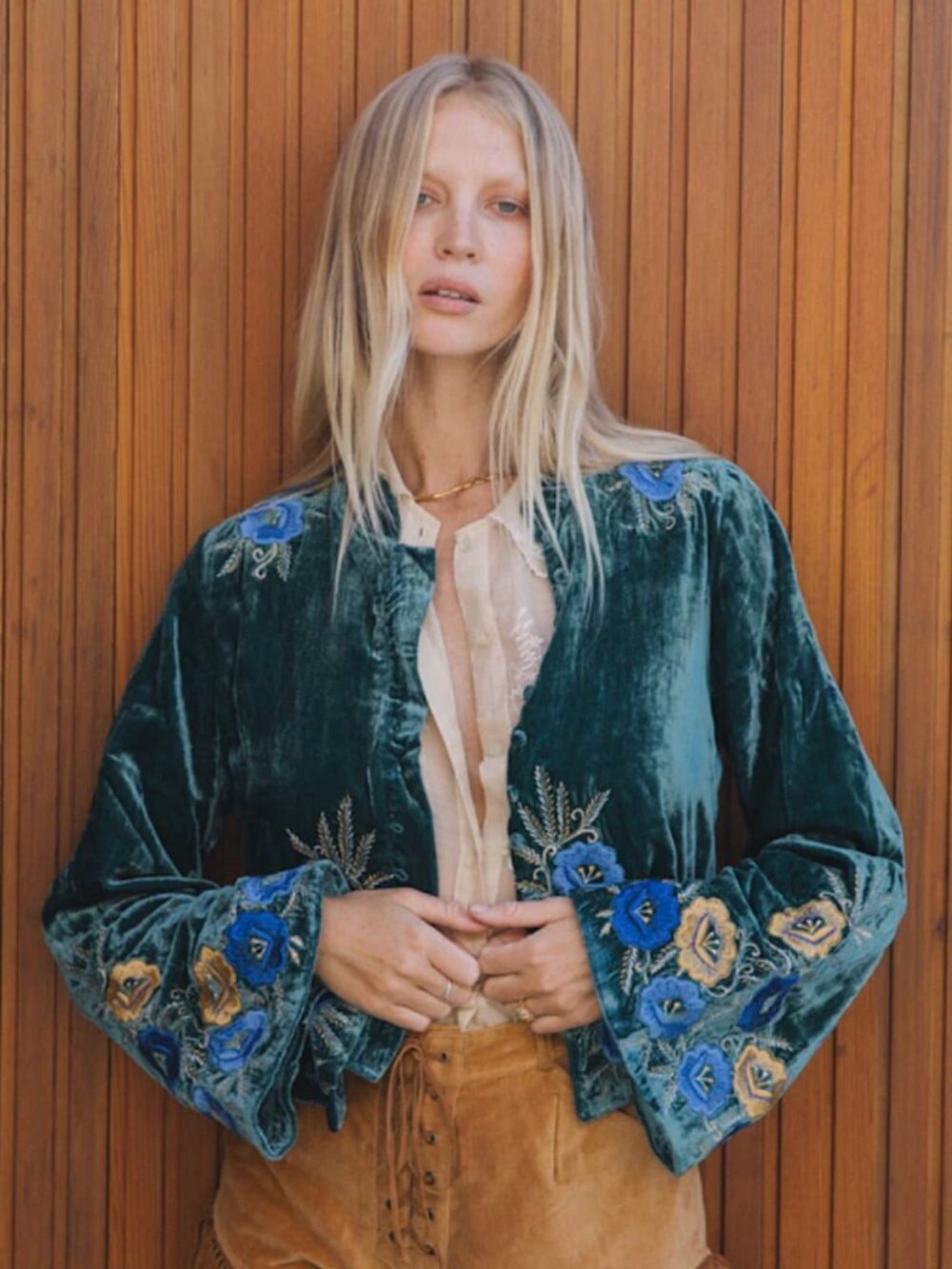 Chasing Unicorns 'Riders On The Storm' Velvet Jacket - Emerald - Small - NWT - Picture 7 of 16